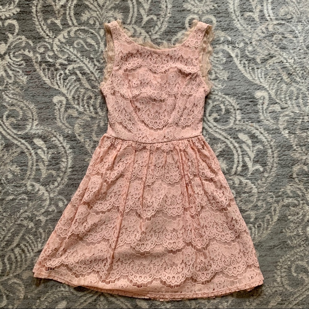 dELiA*s | Blush Lace Dress With Back Cut Out